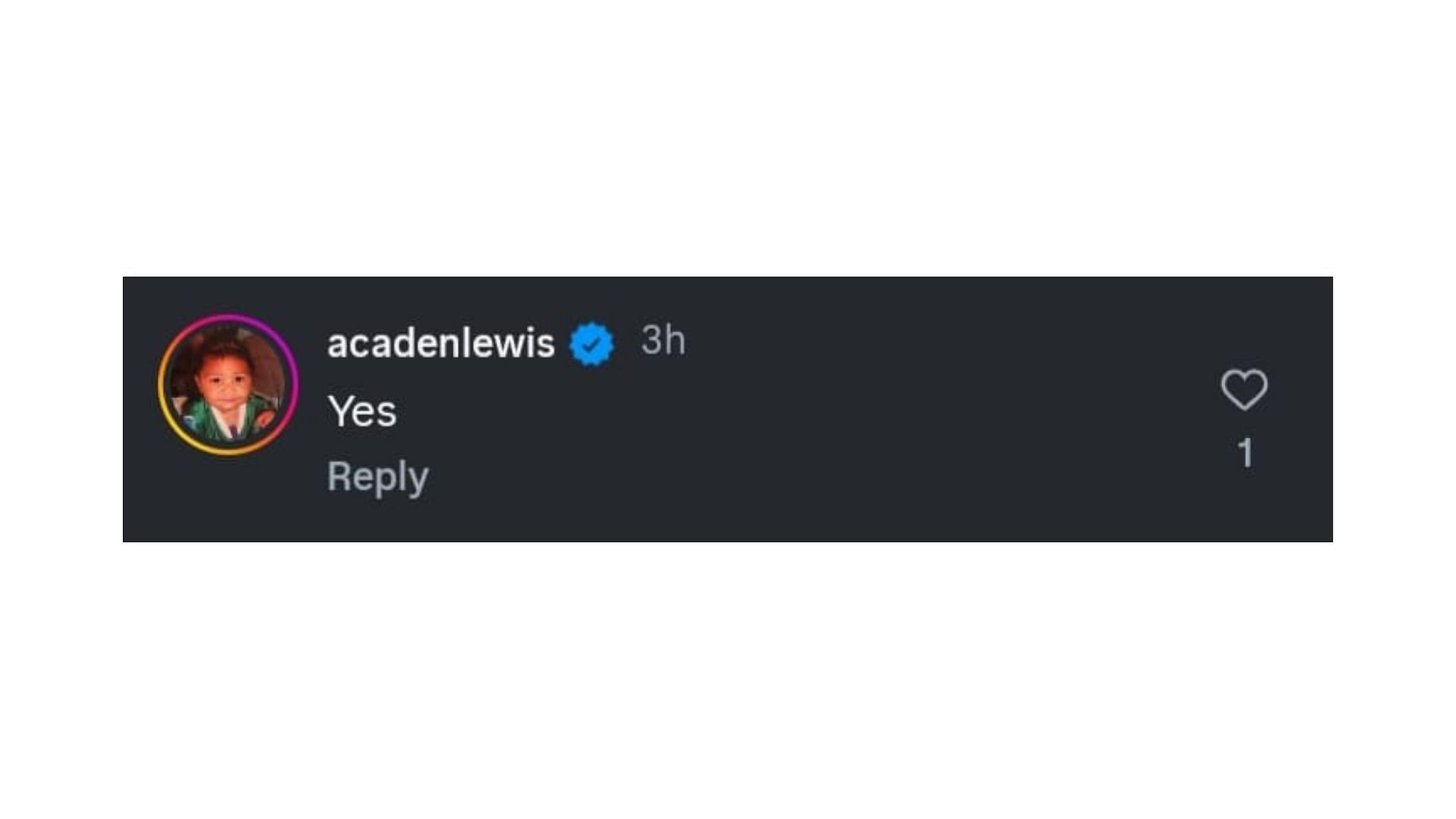 Acaden Lewis' comment on Thomas Sorber's post (image credit: instagram/thomas.sorber)